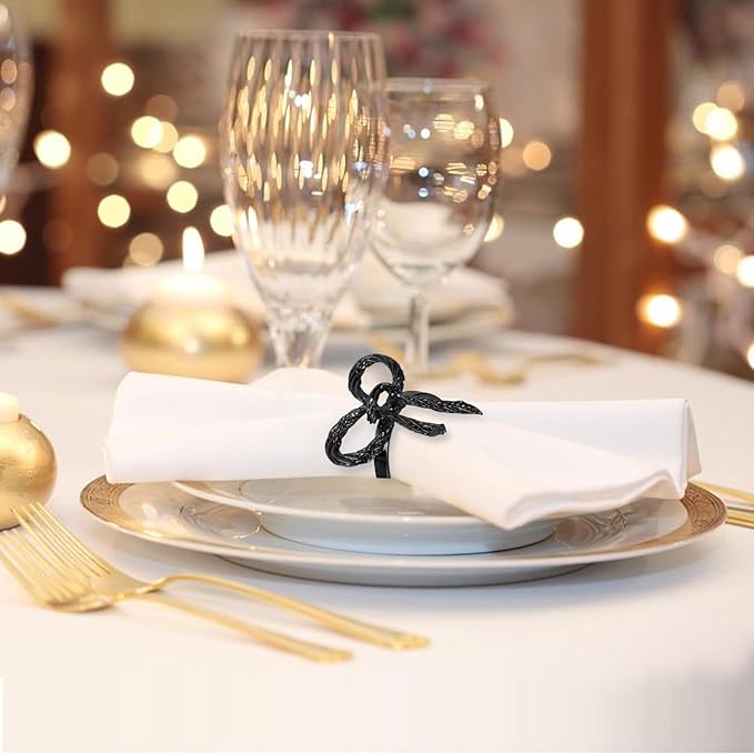 Pack of 12 Napkin Rings Alloy Hollow Out Flower Napkin Holder Dinning Table - Image 3
