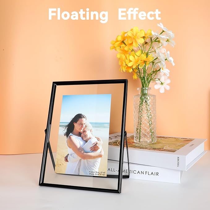 Black Floating Frame, For Picture 5x7, Tabletop Shelf Photo Frame, Classy Gift - Image 3