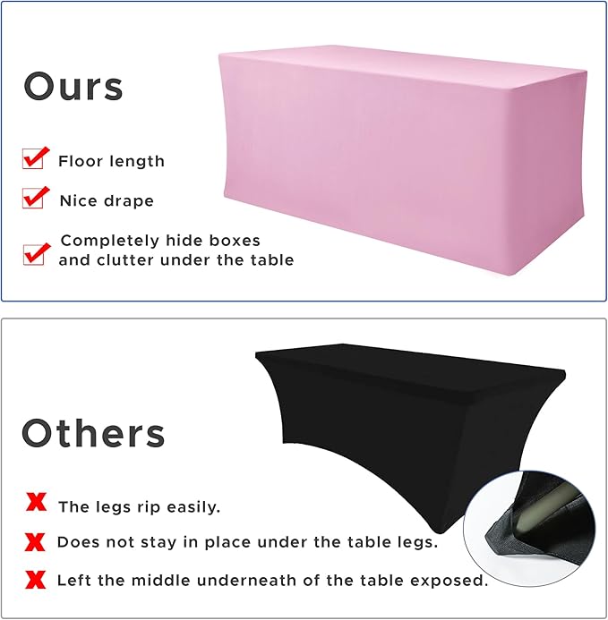 Nasitos Pink Rectangular Spandex Fitted Tablecloths, 2 Pack - Image 5