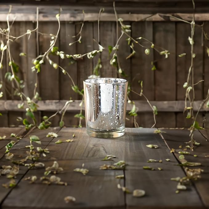 WGV Silver Speckled Tea Light Votive Candle Holder 2.2x2.75, Small Tiny Utility - Image 3