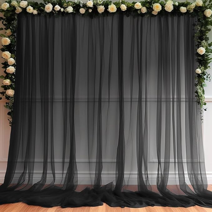 10ft X 10ft Black Sheer Backdrop Curtain by Partisky