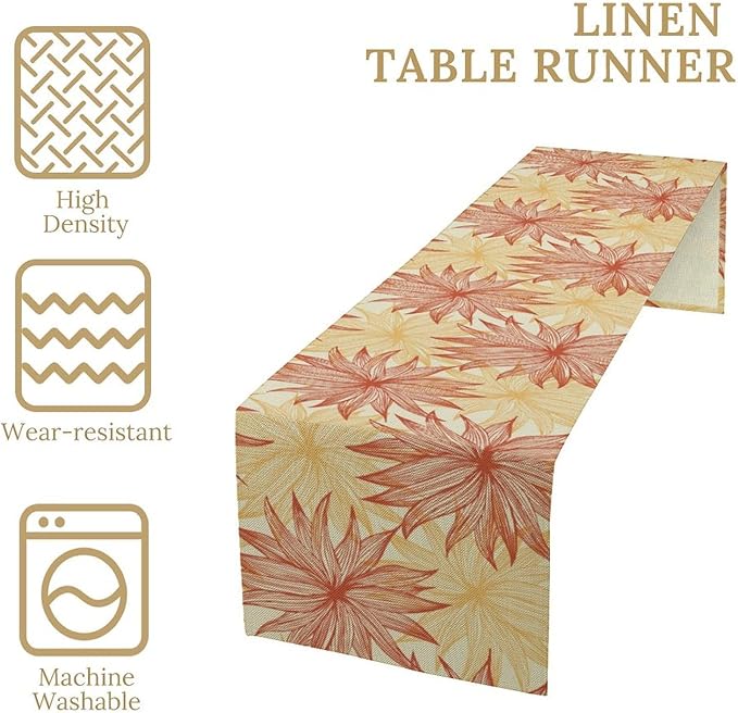 Autumn Chrysanthemum Table Runner, Vintage Modern Geometric Floral Boho Table - Image 6