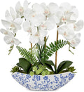 Briful Orchid Artificial Flowers 18in White Fake Orchid Silk Flowers by Briful
