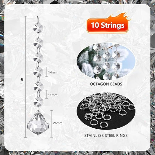 10 PCS Crystal Garland Strands, 33ft Hanging Crystal Strings - Image 2