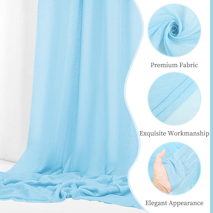 4 Panels Light Blue Wedding Arch Draping Fabric Cheesecloth Fabric 35" x 20FT - Image 4