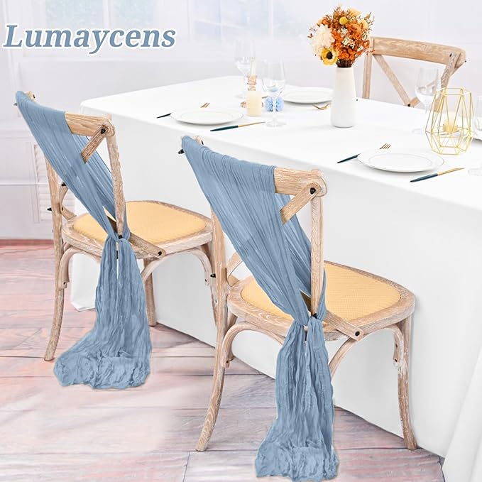 50 PCS Cheesecloth Chair Sashes Bows Wedding Aisle Decorations Chair Ribbon - Image 5