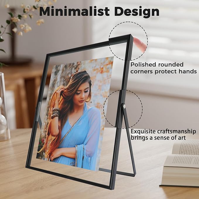 Black Floating Frame, For Picture 7x9, Tabletop Shelf Photo Frame, For Father - Image 7