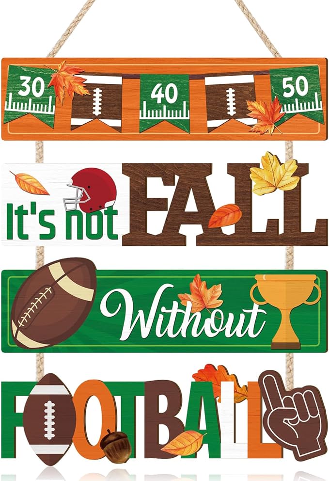 CHDITB It's Not Fall without Football Front Door Sign, Wooden Fall Football by CHDITB