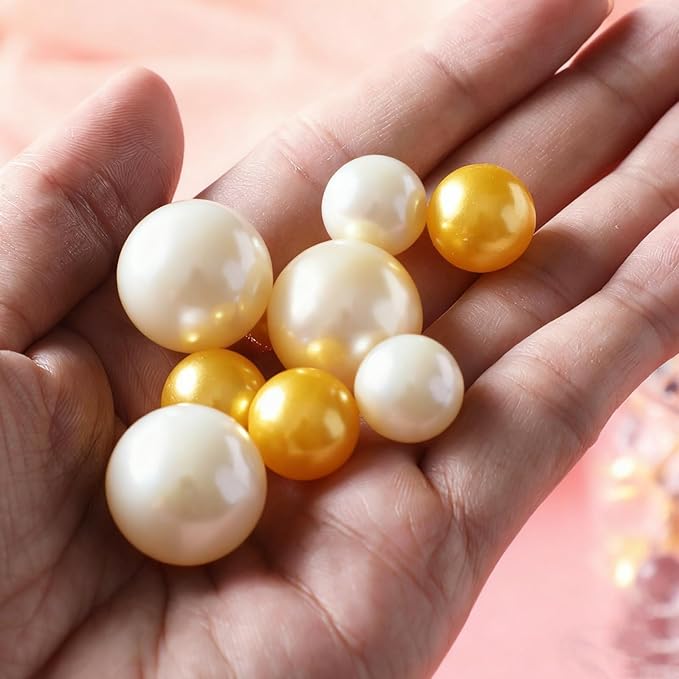 200 Pcs Vase Filler Beads Gold and White Pearl Beads - Image 7