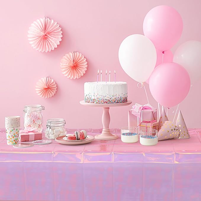3 Pack Iridescent Plastic Tablecloth, Shiny Disposable Laser Rectangle Table - Image 7