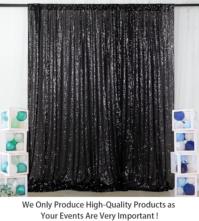 ShinyBeauty Black Sequin Backdrop 10FTx10FT Photo Backdrops - Image 2