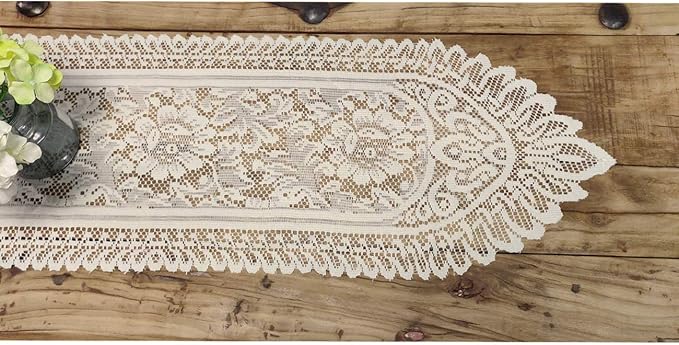Tinsow 2 Pack Cotton Crochet Lace Rectangular Table Runner Dresser Scarf Doilies - Image 2