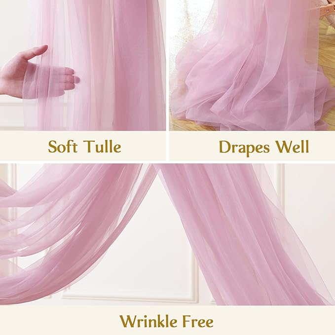 Wedding Arch Draping Fabric Backdrop 1 Panel 30" x 19Ft Dusty Rose Drapes - Image 8