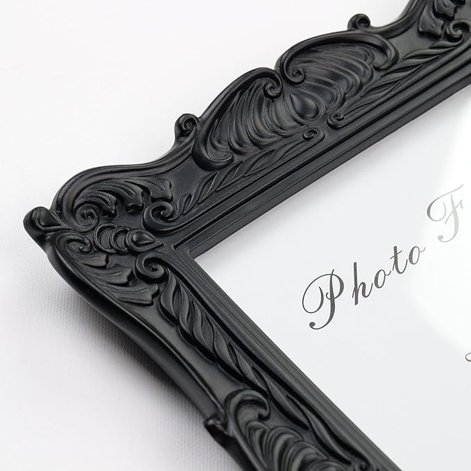 Cuspin 5x7 Black Picture Frame, Vintage Ornate Decorative Hand-Carved Resin - Image 4