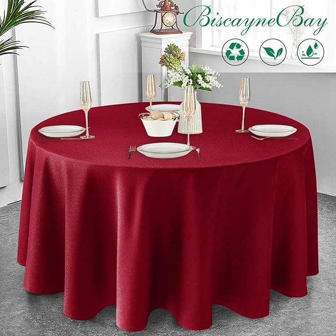 Biscaynebay Textured Fabric Christmas Round Table Cloth 90", Wedding & Parties - Image 6