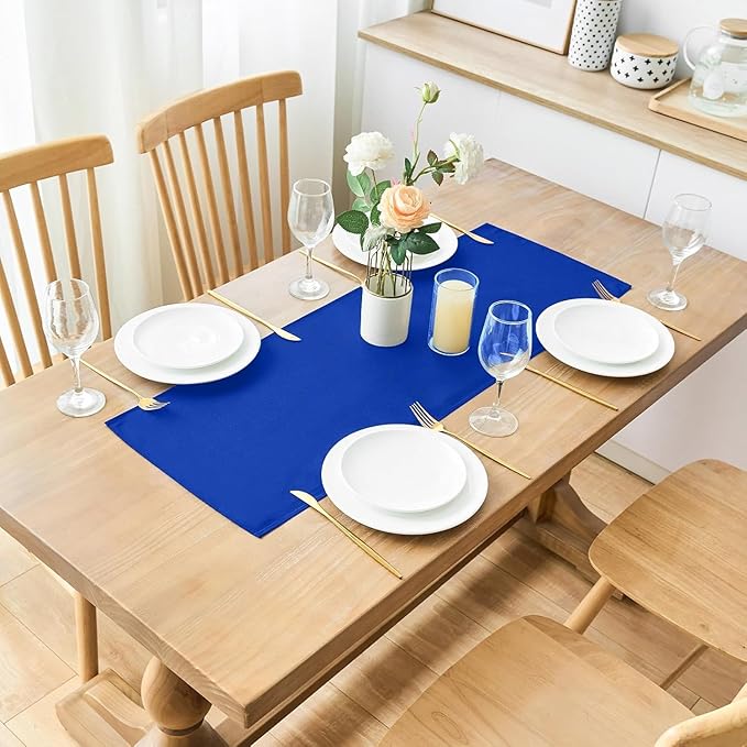 2 Pack Blue Small Short Table Runner 12 x 24 Inch Solid Color Runners Coffee - Image 2