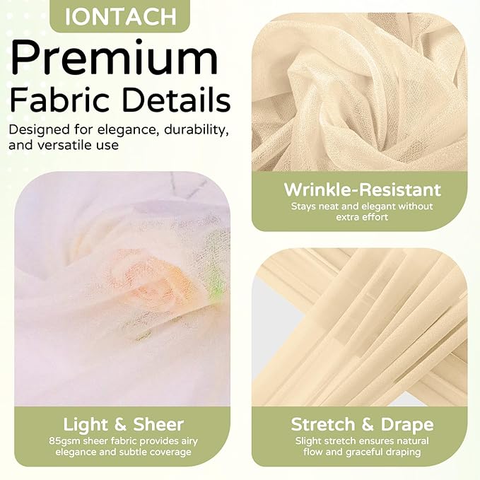 Wedding Arch Draping Fabric 29" x 19Ft Sheer Drapes - Image 4