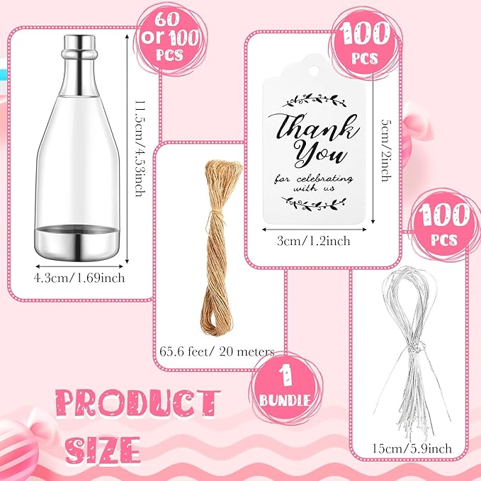 Gerrii 100 Pcs Silver Champagne Bottle Container Set, Mini Champagne Candy - Image 2