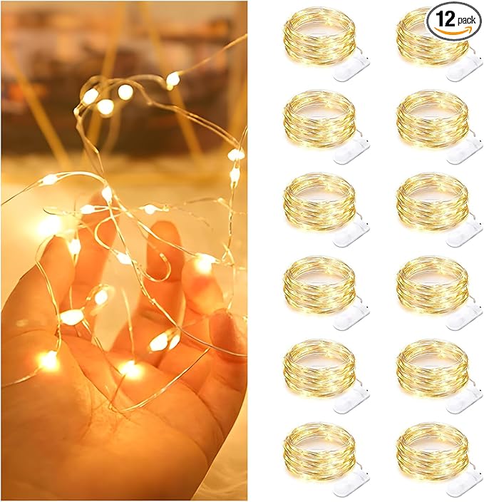 12 Pack Fairy Lights Battery Operated String Lights，7FT 20LED Waterproof Silver by Bexdir