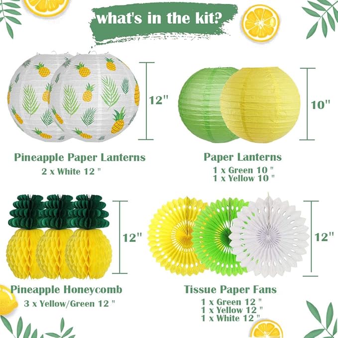Pineapple Party Decorations Hanging Paper Lanterns Pineapple Honeycomb Tissue - Image 2