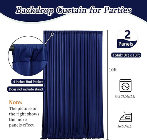 10 x 10 Feet Royal Blue Backdrop Curtain - Image 2