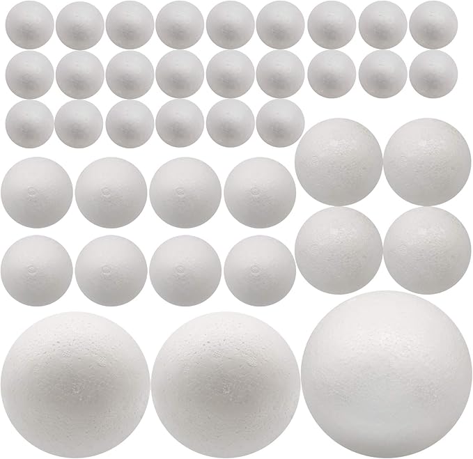 FFchuanhe 39 Pack Craft Foam Balls, 5 Sizes Including 2-7.8 in, Polystyrene by FFchuanhe