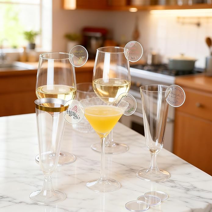 100 Pcs Wine Glass Name Tags, Personalized Wedding Drink Tags Reusable Circle - Image 6
