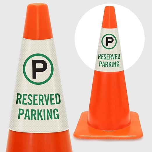 SmartSign “Reserved Parking” Bright Reflective Cone Message Sleeve by SmartSign