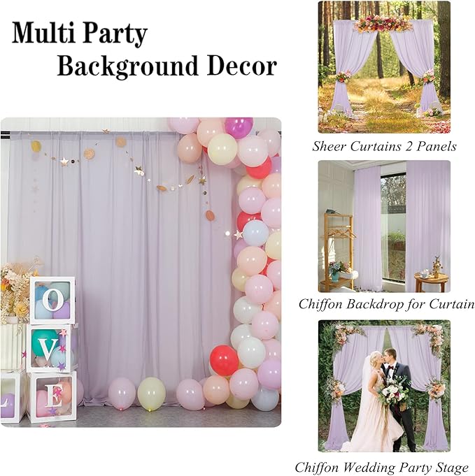 DUOBAO Light Grey Sheer Curtains 2 Panels, 10FT Long, Rod Pocket, Translucent - Image 3