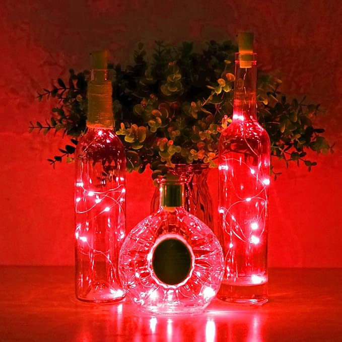 Wine Bottle Cork Lights 15Pack 10 LED 40 Inches Battery Operated Silver Wire - Image 3