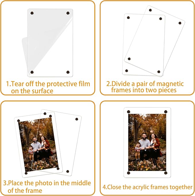 5 Pack-Polaroid Magnets for Refrigerator Acrylic Fridge Magnetic Frame 2.36 x - Image 2