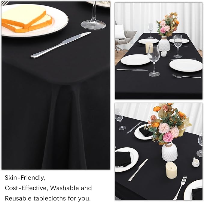 8 Pack Black Tablecloths 60 x 84 Inch Rectangular Table Cloths - Image 5