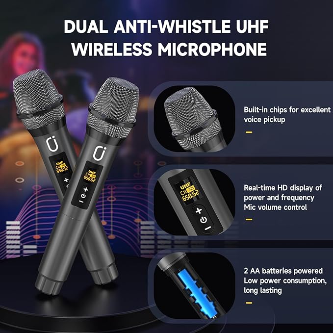 Karaoke Machine with 2 Microphones: HWWR Portable Karaoke Machine - Image 5