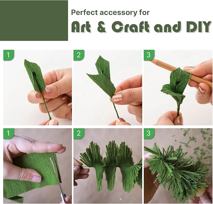 PartyWoo Crepe Paper Streamers 4 Rolls 328ft, Pack of Sage Green Crepe Paper - Image 4