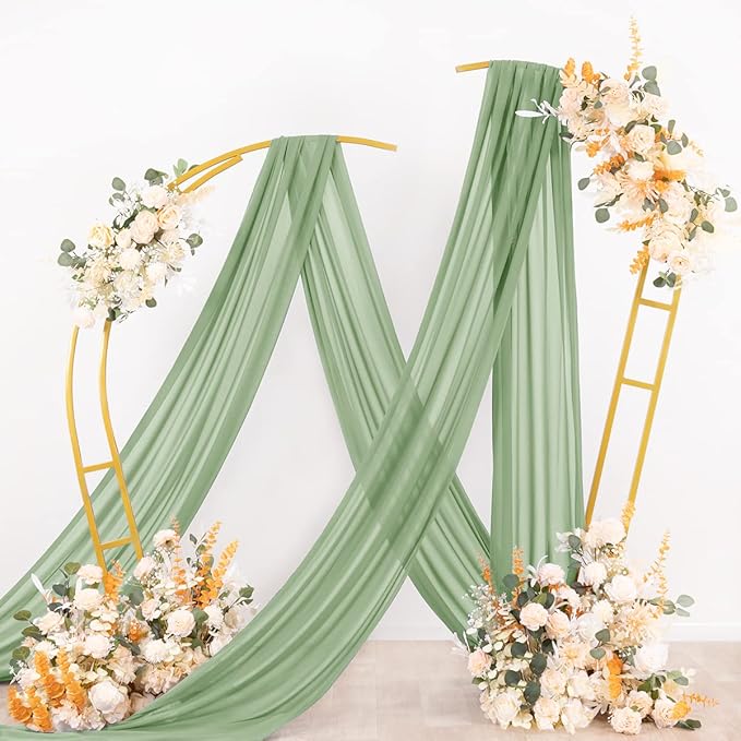 Socomi Wedding Arch Draping Fabric 3 Panels 29" x 19Ft Sage Green Sheer Chiffon - Image 4