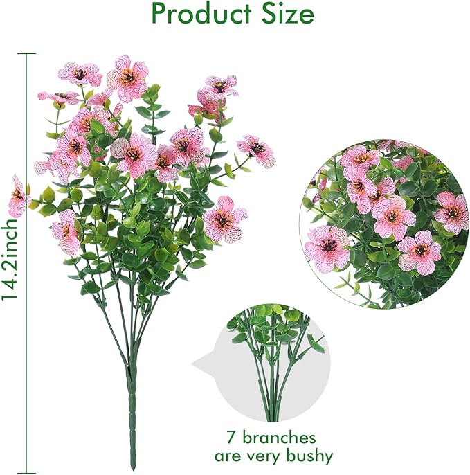 12 Bundles Artificial Flowers Outdoor UV Resistant Fake Plastic Plants Indoor - Image 2