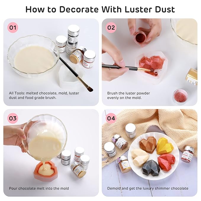 Nomeca Edible Luster Dust, 8 Grams Food Grade Shimmer Gold Cake Dust Metallic - Image 5