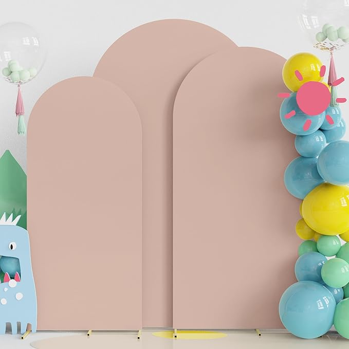 Fomcet Wedding Arch Cover 7.2FT, 6FT Nude Spandex Fitted Fabric Arch Backdrop by Fomcet