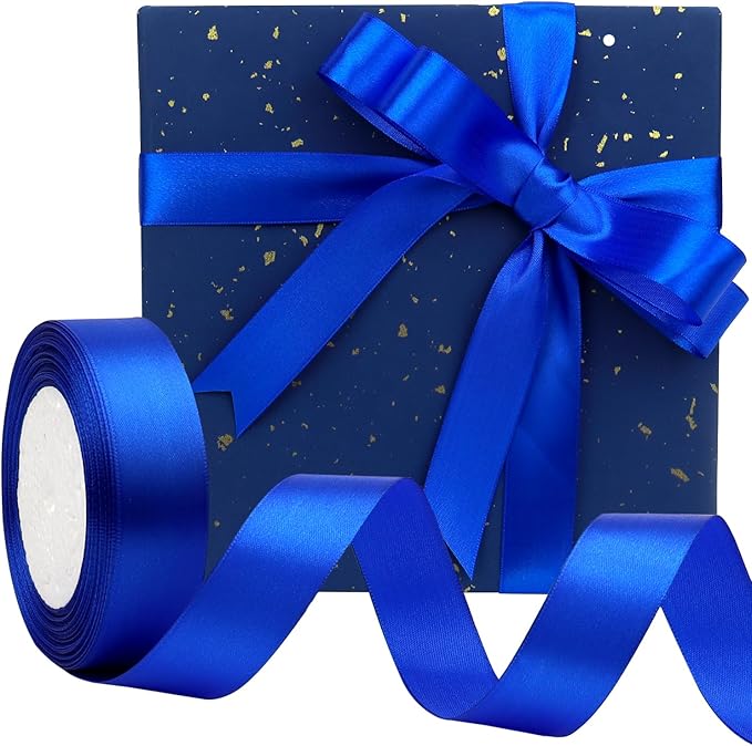 Blue Solid Satin Ribbon 1 Inch 25 Yards Solid Polyester Fabric Ribbon - Image 5