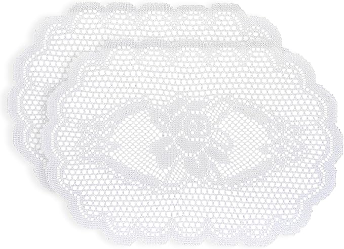 2PCS Oval Lace Placemats for Dining Table, Embroidered Table Mats Farmhouse Cup by Jayla