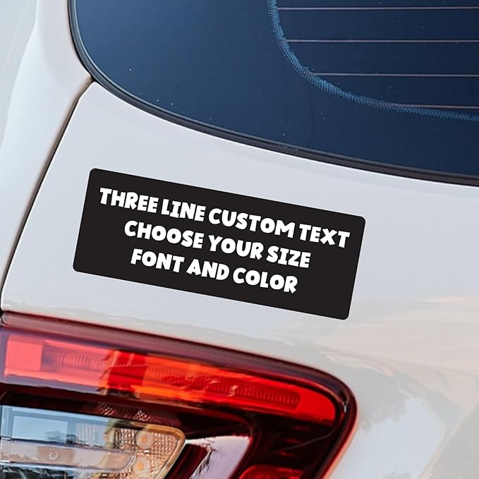 Magnet Me Up Three Line Custom Text Customizable Magnet Decal, Design Your Own by MagnetMeUp