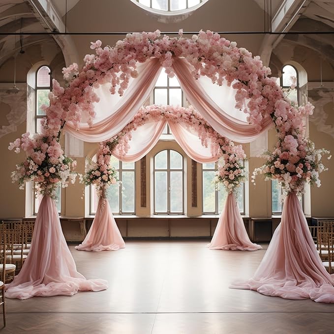 Wokceer Wedding Arch Draping Fabric 2 Panels 28.7" x 20FT Dusty Rose Sheer - Image 5