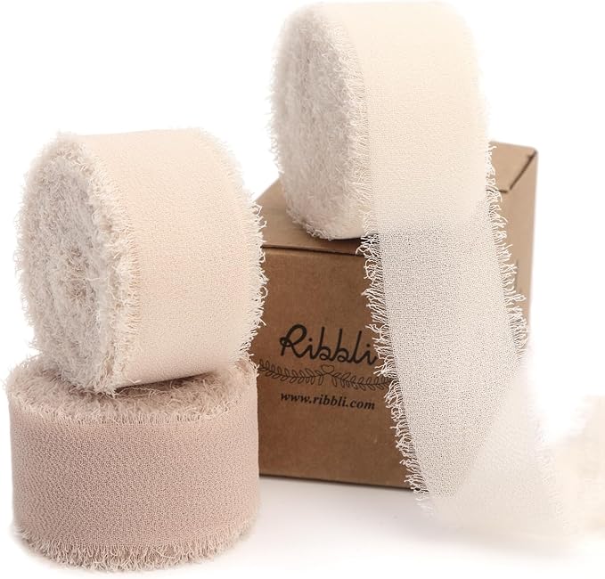 Ribbli Nude Ribbon 1 Inch x 3 Rolls Total 24 Yards Cream/Nude/Beige Handmade by Ribbli