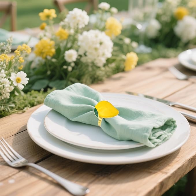Napkin Rings Set of 6 Yellow Lemon Napkin Rings - Image 4