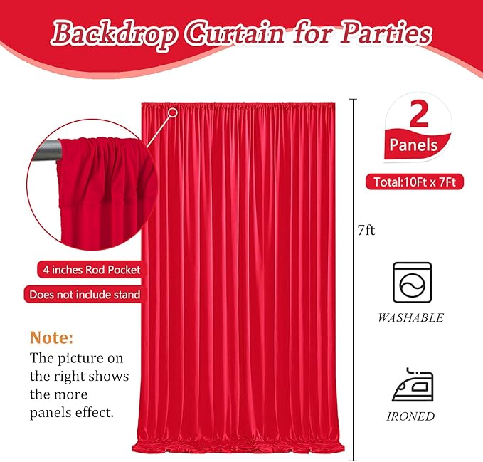 10 x 7 Feet Red Backdrop Curtain - Image 2