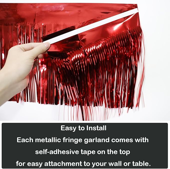 4 Pack Total 40 Feet Foil Fringe Garland Metallic Wall Hanging Drapes Tassel - Image 3