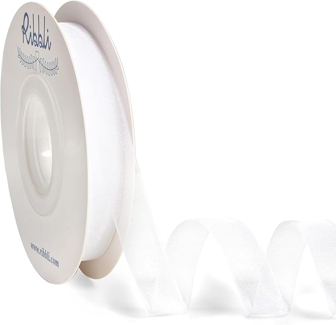 Ribbli White Organza Ribbon, 1/2 Inches x Continuous 50 Yard, Cookie Wrapping by Ribbli