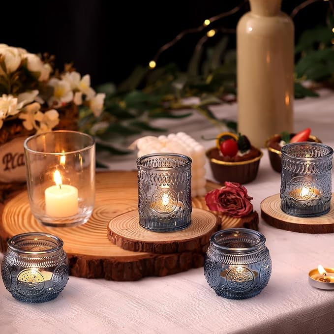 DARJEN 24 Pcs Blue Vintage Candle Holders - Image 3