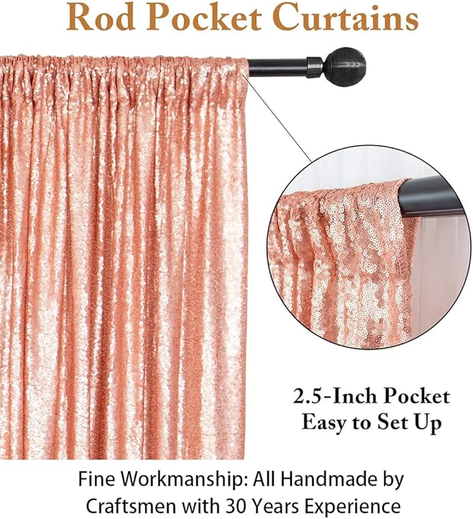 ShinyBeauty Sparkle Backdrop Curtain 2 Panels Set Sequin Photo Backdrop 2FTx8FT - Image 4