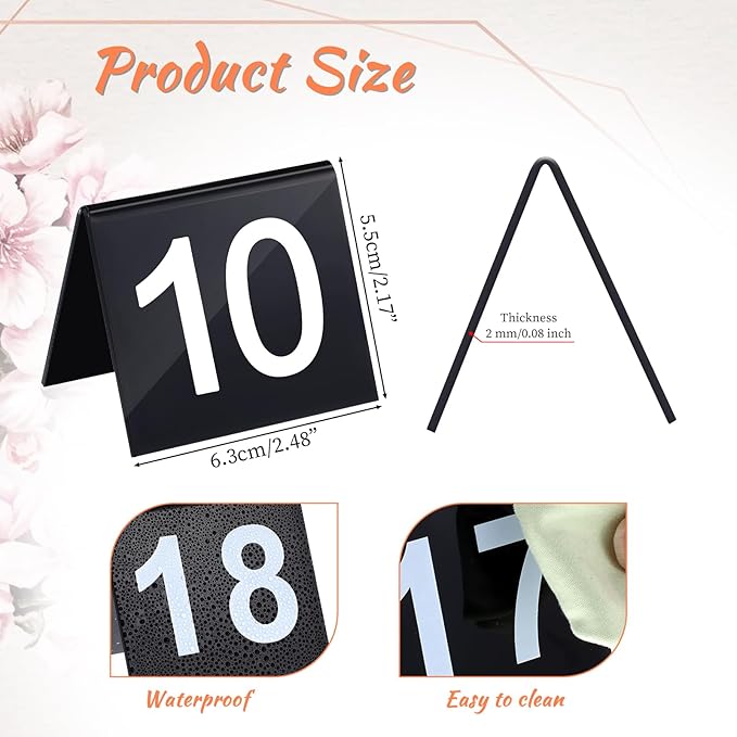 Table Numbers 1-25 Acrylic Restaurant Table Numbers Double Side Plastic Table - Image 2